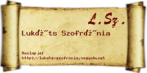 Lukáts Szofrónia névjegykártya